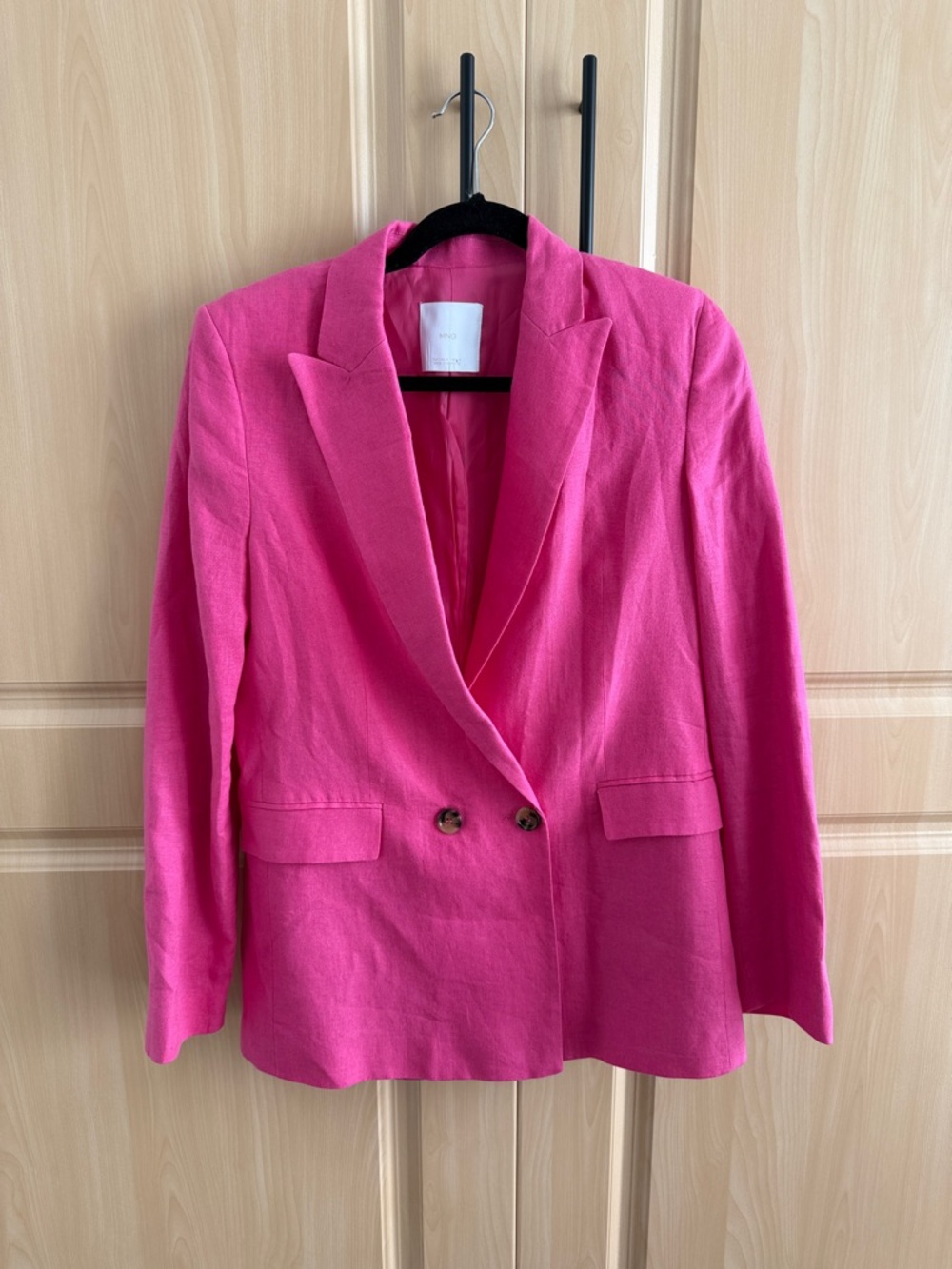 Mango Pink Linen Women's Blazer